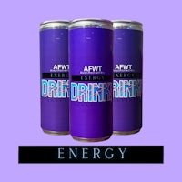 three cans of energy drink on a purple background