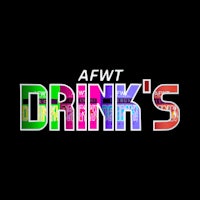 aft drink's logo on a black background