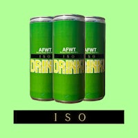 a green background with three cans of drinks with the word iso on them