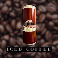 a can of iced coffee with the words avw iced coffee